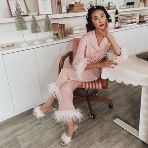 Sleeper pink feather PJ set XS